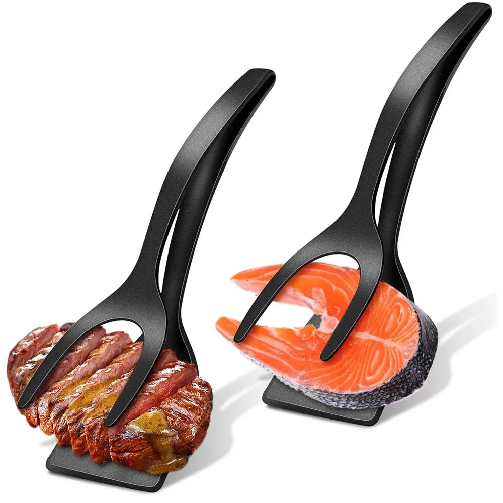 2-in-1 Cooking Grip Tongs and Spatula - Versatile Non-Stick Kitchen Tool