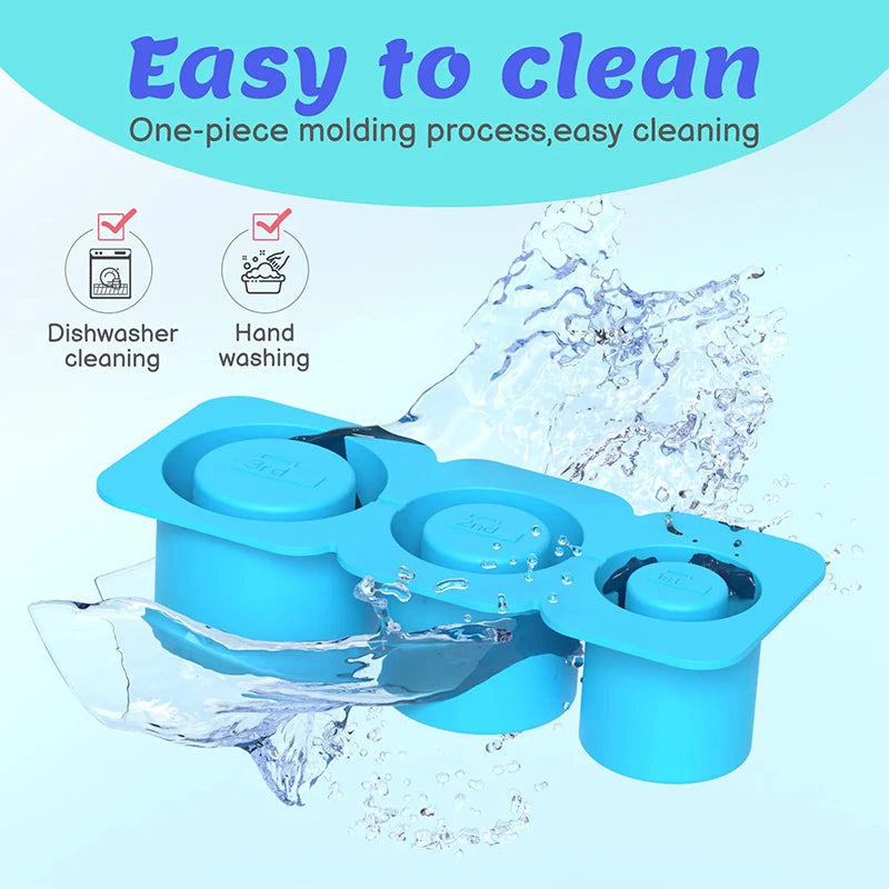 Silicone Triple Ice Cube Tray – BPA Free Large Round Mold for 30oz & 40oz Cups