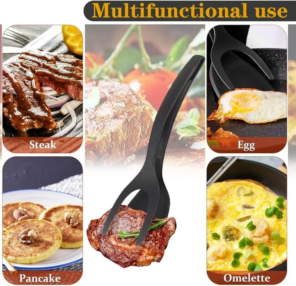 2-in-1 Cooking Grip Tongs and Spatula - Versatile Non-Stick Kitchen Tool